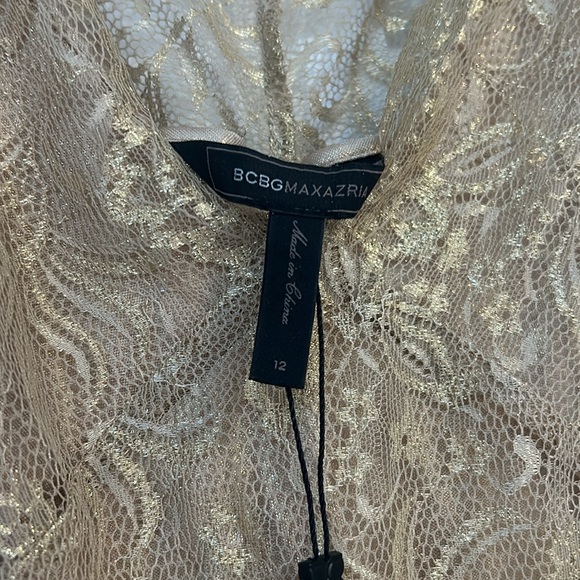BCBG Max Azria Champagne Gold Lace Dress size 12-NWT - Picture 10 of 13